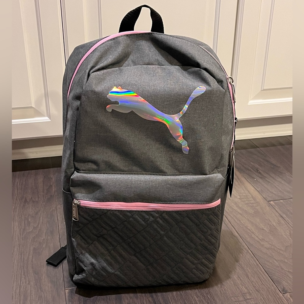 Puma Womens Girls school Backpack book bag New grey laptop water bottle pocket